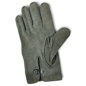 Vintage Kaufmanns Gray Genuine Arabian Mocha Suede Leather Gloves Fleur De Lis